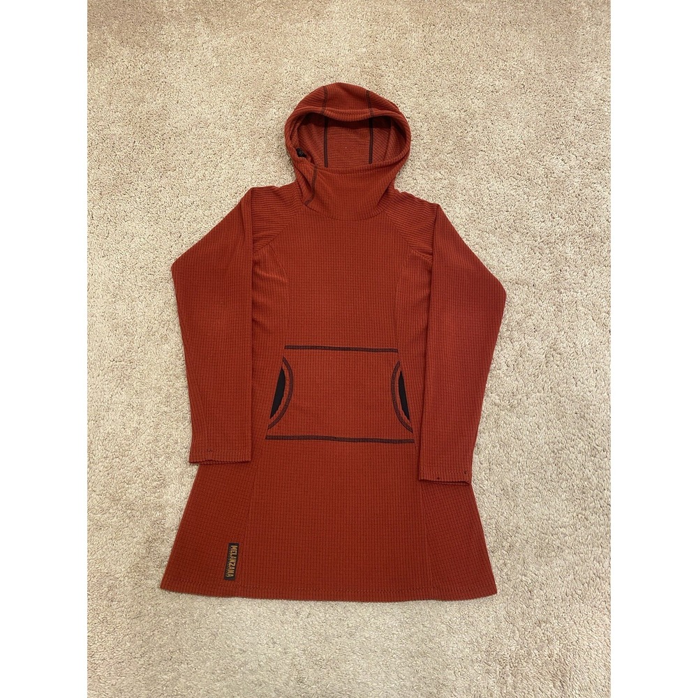 Melanzana Women's Micro Grid Hoodie Dress In Canyon Red Size XS Leadville CO